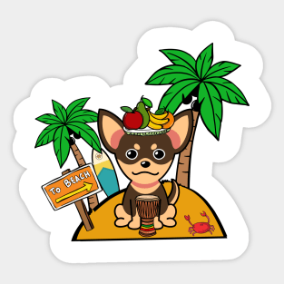 Cute Small Dog on a tropical island Sticker